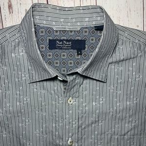 Nat Nast Stripped Floral Button Front Medium